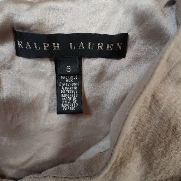 Ralph Lauren Dress Womens 6 Wool Sheath Ruched Black Label Office Career Tan - Picture 8 of 11